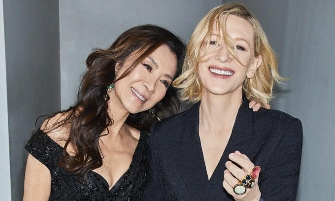 Dương Tử Quỳnh (trái) và Cate Blanchett nể trọng sự nghiệp của nhau và yêu thích vai diễn của đối phương tại Oscar năm nay. Ảnh: Variety.