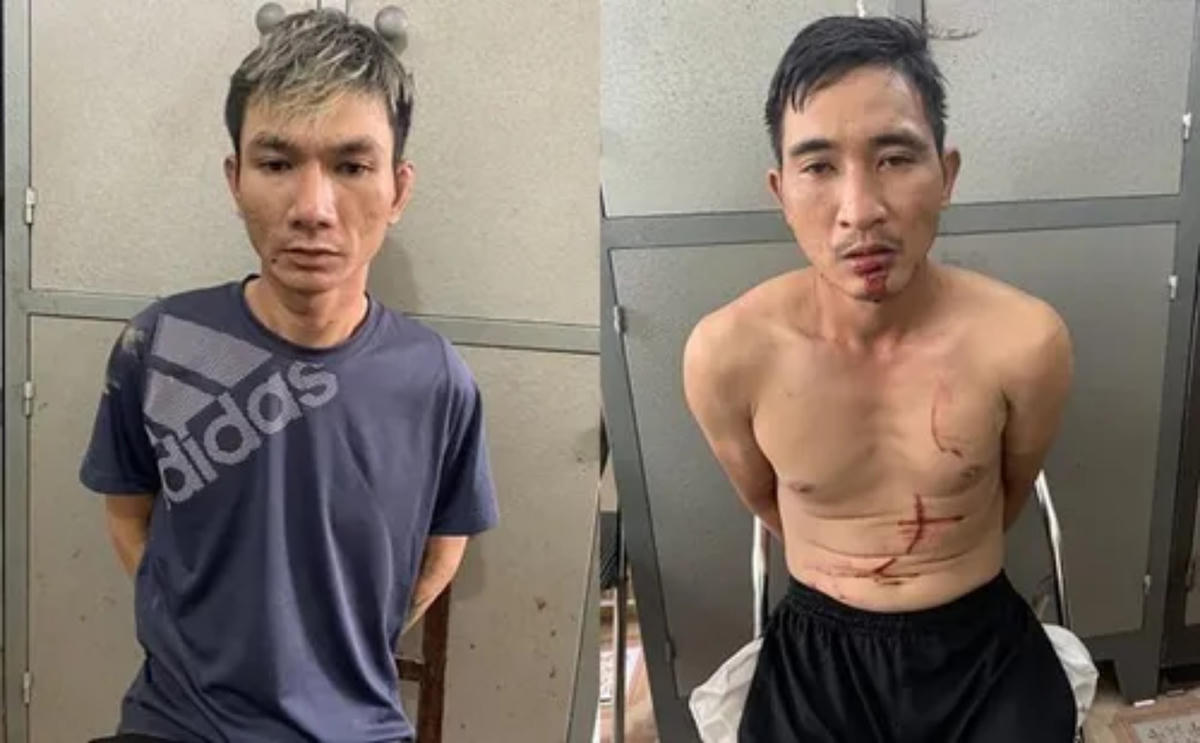 Hai đối tượng bị bắt giữ sau gần 8 giờ gây án.