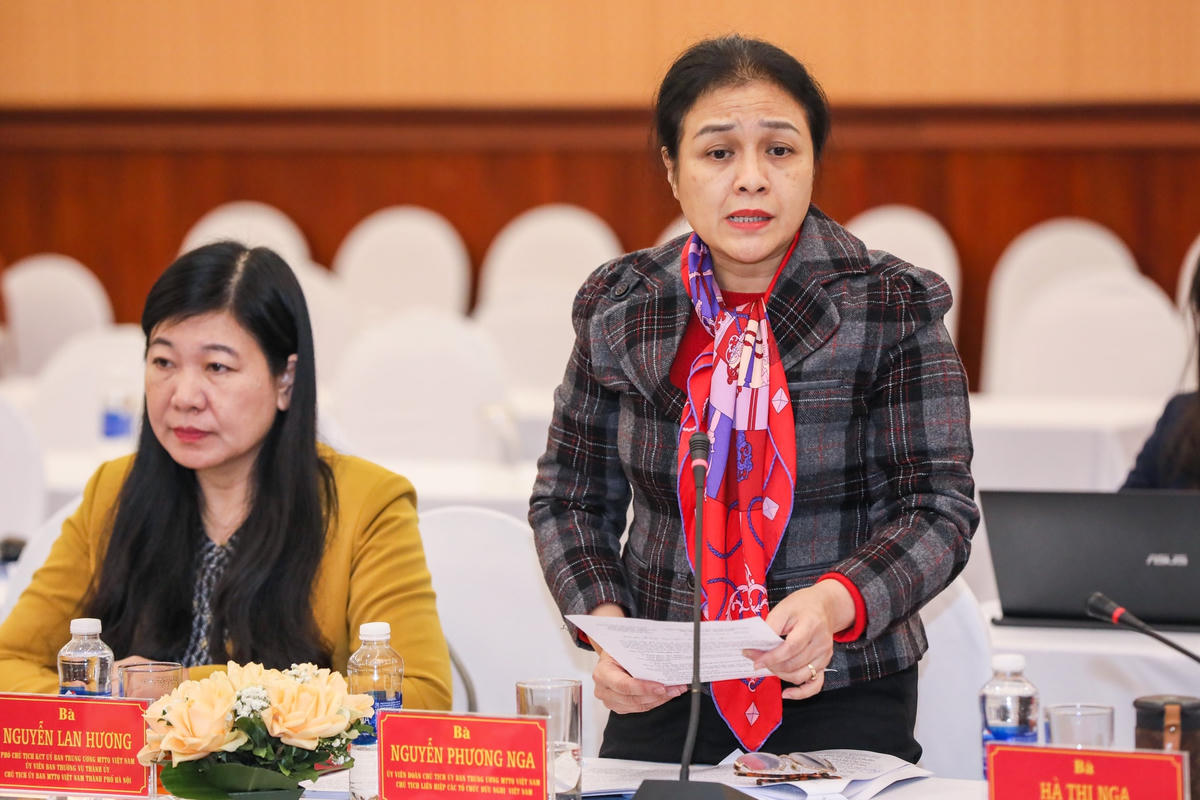 Bà Nguyễn Phương Nga, Chủ tịch Liên hiệp các tổ chức hữu nghị Việt Nam phát biểu tại Hội nghị. Ảnh: Quang Vinh.