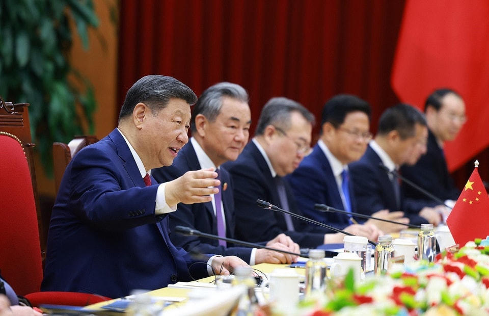 Tổng Bí thư, Chủ tịch nước Trung Quốc Tập Cận Bình phát biểu. (Ảnh: Dương Giang/TTXVN)