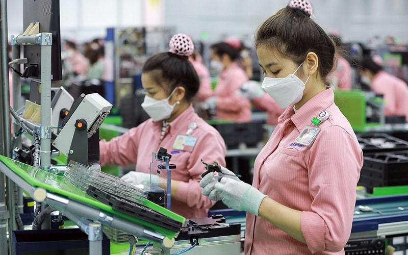Dây chuyền sản xuất linh kiện điện tử của Samsung Electronics Việt Nam tại Thái Nguyên. Ảnh: Nguyễn Đức