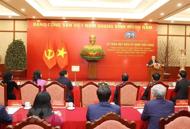Tổng Bí thư Nguyễn Phú Trọng phát biểu tại buổi lễ. Ảnh: Trí Dũng/TTXVN.