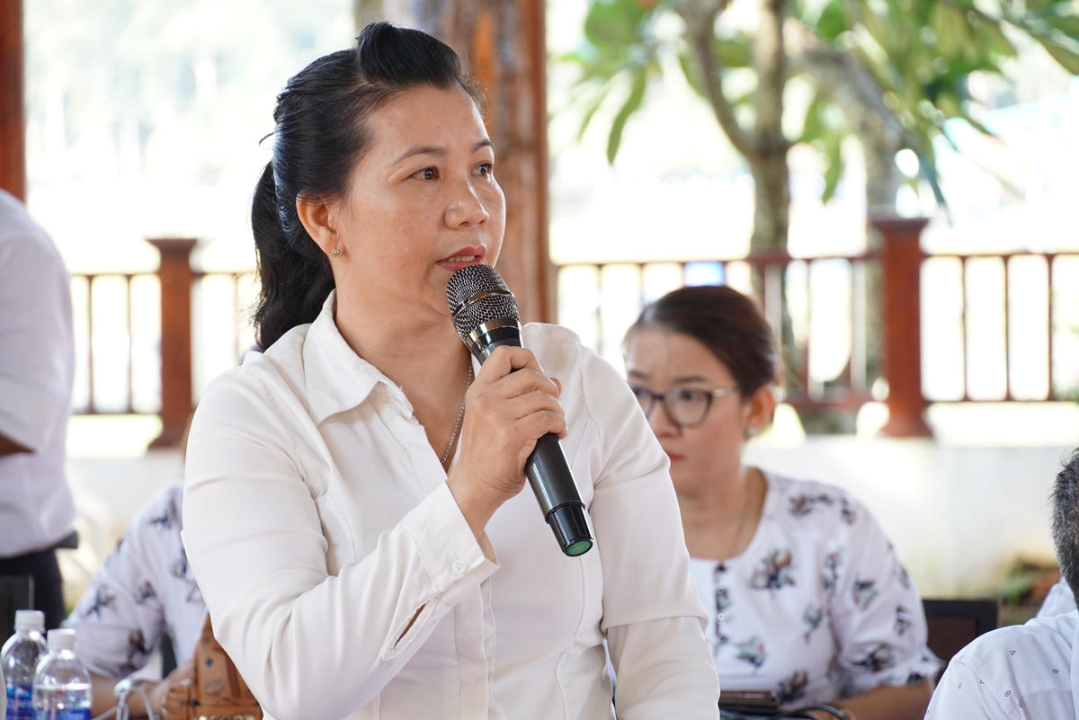 Đại diện Ủy ban MTTQ Việt Nam tỉnh Bình Thuận tham luận. (Ảnh: Mạnh Thìn).