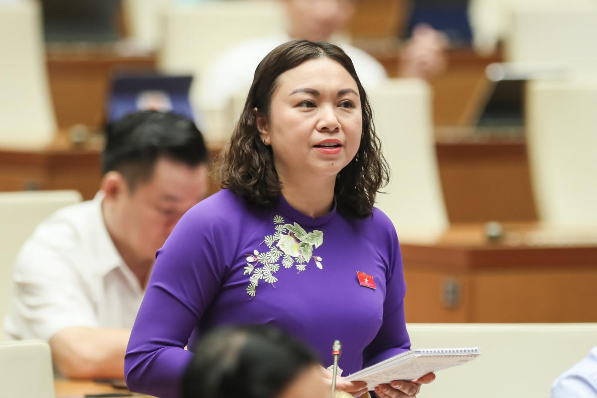Bà Đặng Bích Ngọc chất vấn. (Ảnh: Quang Vinh)