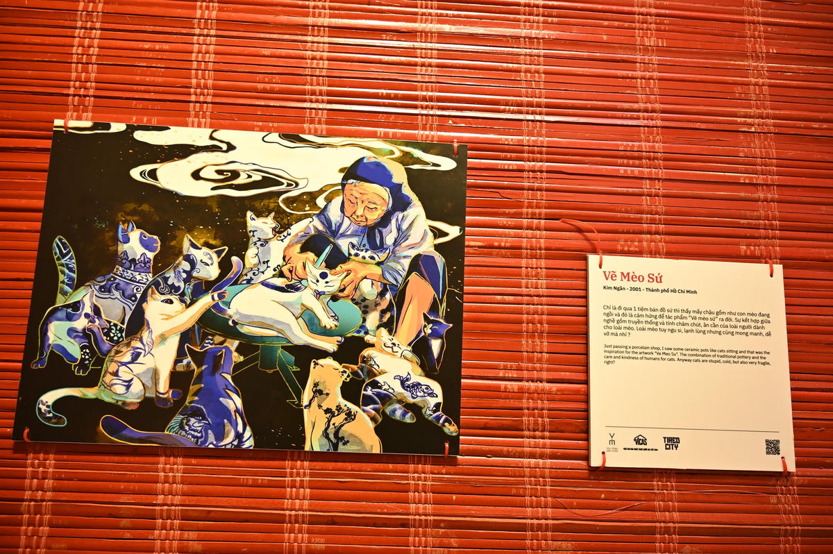 Bức tranh Vẽ Mèo Sứ.
