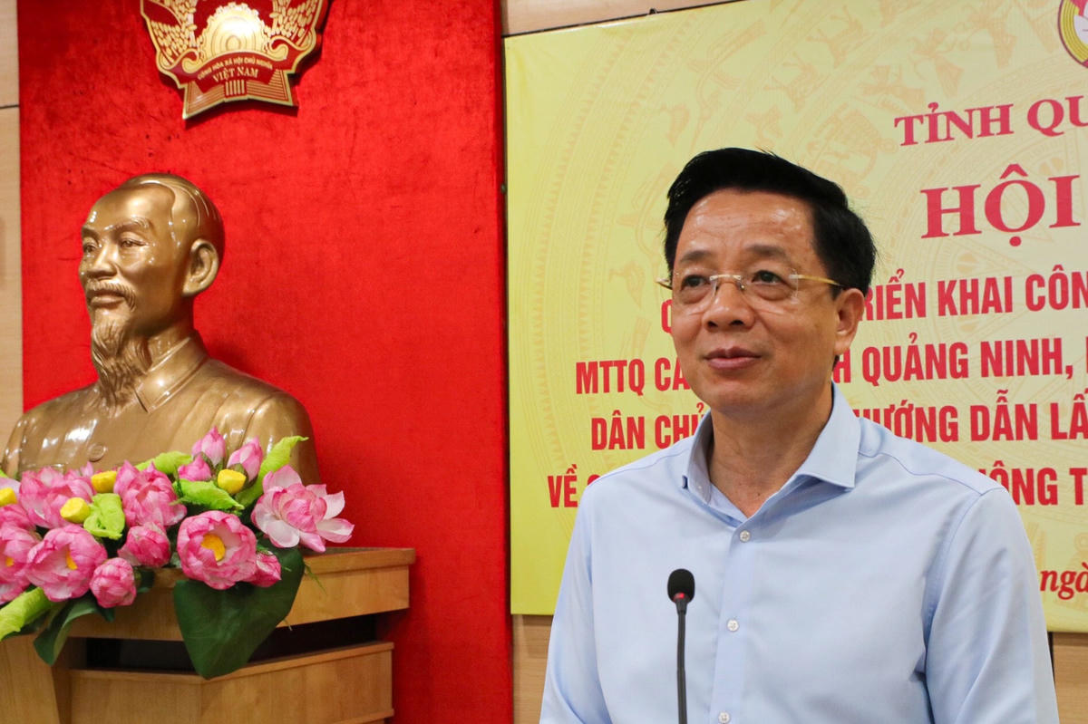 Ông Nguyễn Văn Hồi, UVBTV, Trưởng ban Dân vận Tỉnh ủy, Chủ tịch Ủy ban MTTQ tỉnh Quảng Ninh phát biểu chỉ đạo.