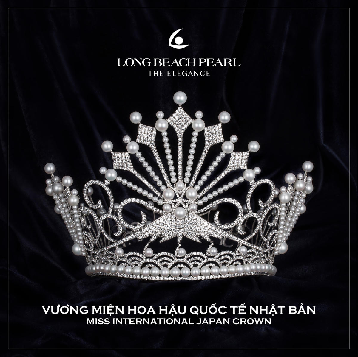 Thiết kế vương miện Miss International Japan (Hoa hậu Quốc tế Nhật Bản) quy tụ 308 viên ngọc trai.