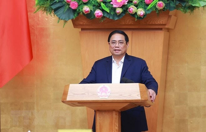 Thủ tướng Phạm Minh Chính phát biểu tại phiên họp. Ảnh: TTXVN.