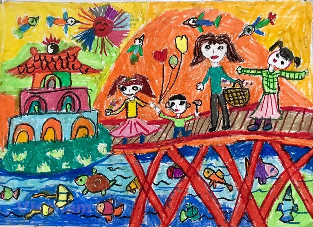 Một tác phẩm của họa sĩ nhí Cổ Đô. (Nguồn: Vietnam+).