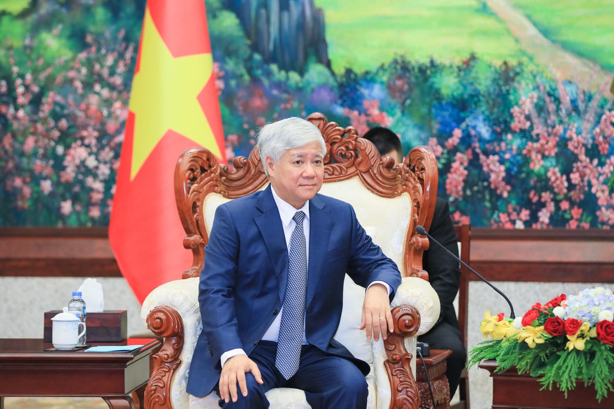 Bí thư Trung ương Đảng, Chủ tịch UBTƯ MTTQ Việt Nam Đỗ Văn Chiến tại buổi hội kiến. Ảnh: Quang Vinh.