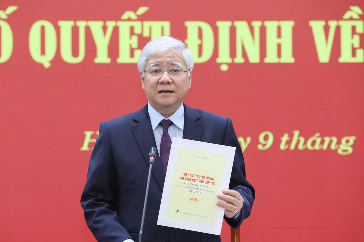 Chủ tịch UBTƯ MTTQ Việt Nam Đỗ Văn Chiến phát biểu tại Hội nghị. Ảnh: Quang Vinh.