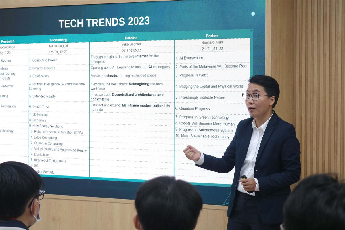 Nhà tuyển dụng chia sẻ về xu hướng thị trường ngành công nghệ, AI. Ảnh: TL