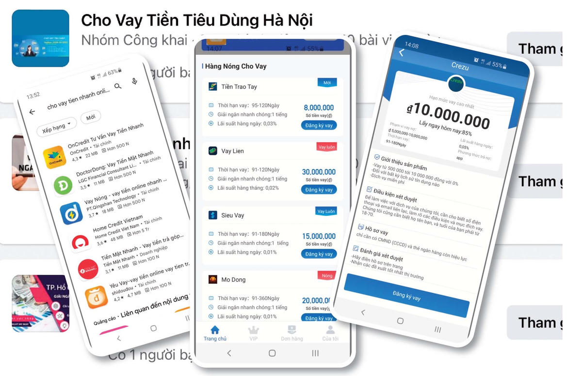 Nở rộ cho vay "tín dụng đen" qua app.