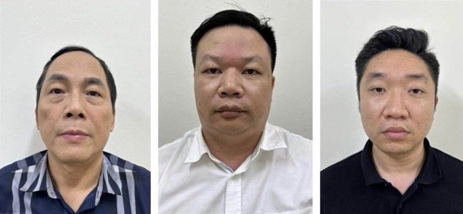 Các đối tượng (từ trái qua phải): Hoàng Quốc Hùng, Lương Nhân Hoà, Nguyễn Đình Cảnh. (Nguồn: Bộ Công an).