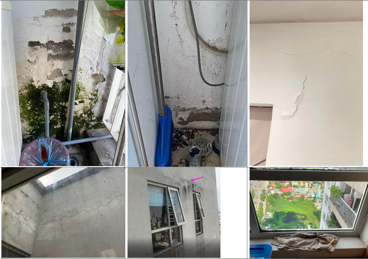 Hiện tượng thấm dột nước xảy ra tại nhiều căn hộ khiến người dân bức xúc.  