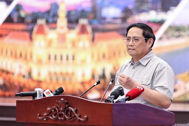 Thủ tướng Phạm Minh Chính phát biểu tại Hội nghị. Nguồn: VGP.