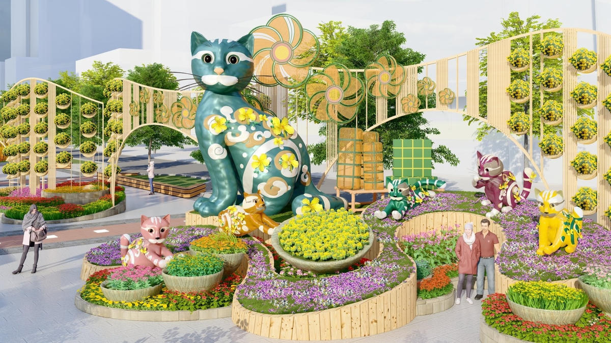 Phối cảnh trang trí Đường hoa Nguyễn Huệ Tết Quý Mão.