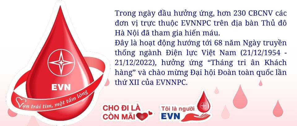 Đông đảo CBCNV EVNNPC hiến máu nhân đạo hưởng ứng Tuần lễ hồng EVN lần thứ VIII