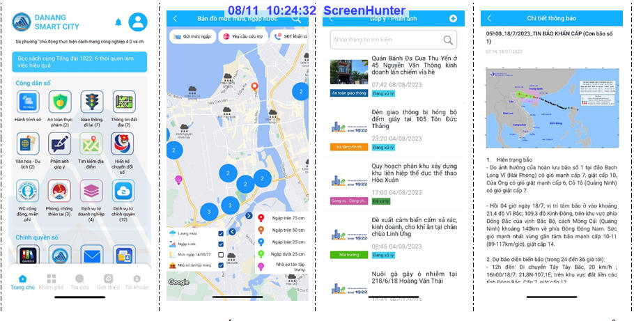Các chức năng và tiện ích số được tích hợp trên ứng dụng Danang Smart City để phục vụ người dân và du khách trên địa bàn thành phố.