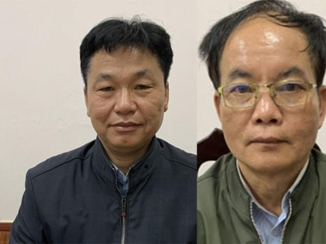 Bị can Quách Công Vinh (trái) và bị can Bùi Văn Hảo (phải).