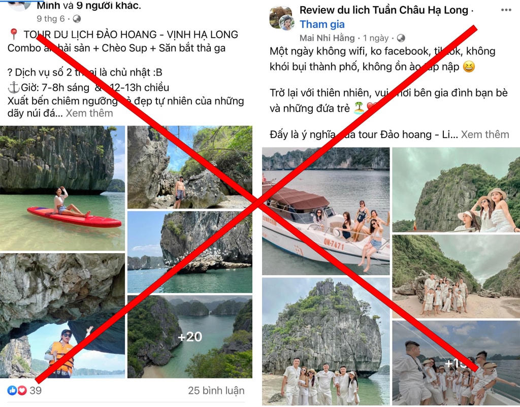 Các tour du lịch đảo hoang được đăng tải trên mạng xã hội facebook.