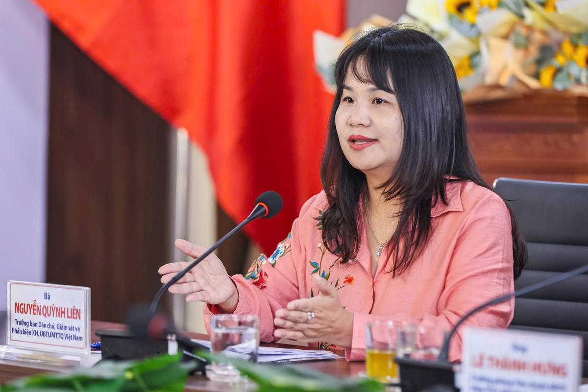 Bà Nguyễn Quỳnh Liên, Trưởng ban Dân chủ, Giám sát và Phản biện xã hội, UBTƯ MTTQ Việt Nam. Ảnh: Quang Vinh.