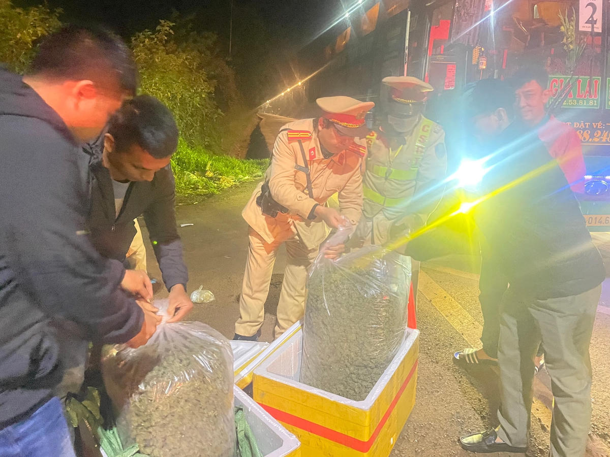 Lực lượng chức năng đang kiểm đếm tang vật.