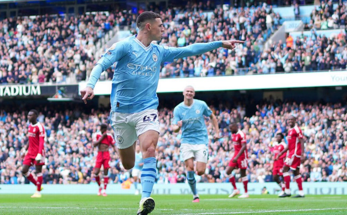 Foden vui mừng sau khi mở tỷ số cho Man City. (Ảnh: Man City / Vnexpress).