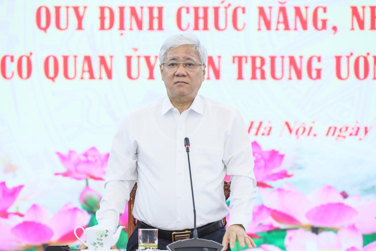 Bí thư Trung ương Đảng, Bí thư Đảng đoàn, Chủ tịch UBTƯ MTTQ Việt Nam Đỗ Văn Chiến phát biểu tại Hội nghị.