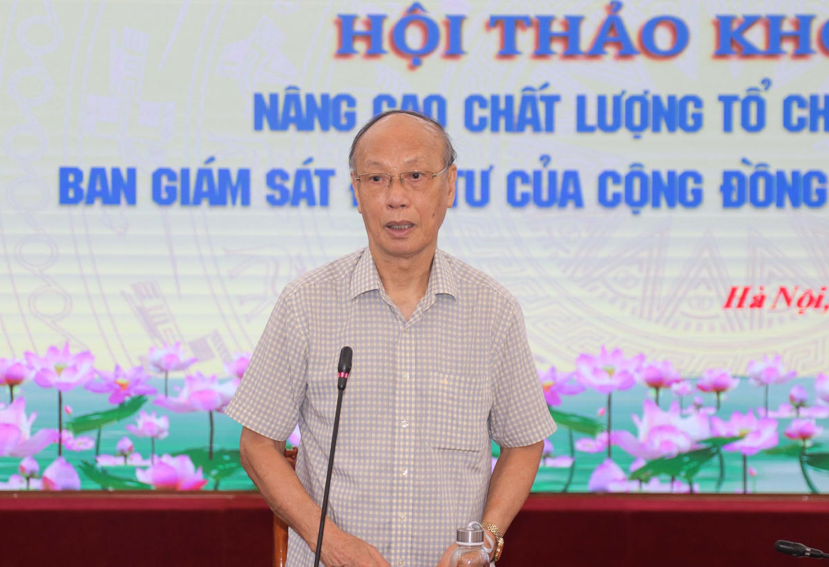 GS.TS Trần Ngọc Đường - Chủ nhiệm Hội đồng tư vấn Dân chủ và Pháp luật, UBTƯ MTTQ Việt Nam phát biểu.