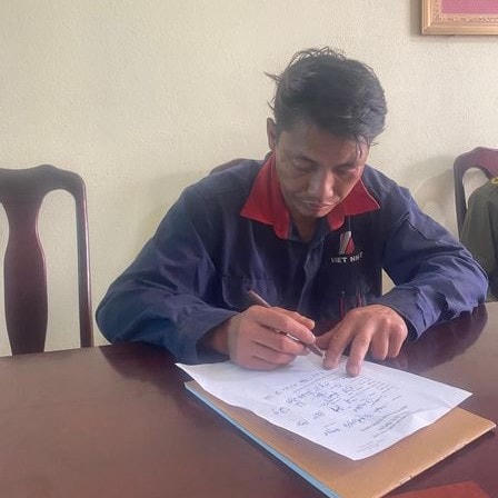 Lương Văn Giang tại cơ quan điều tra.