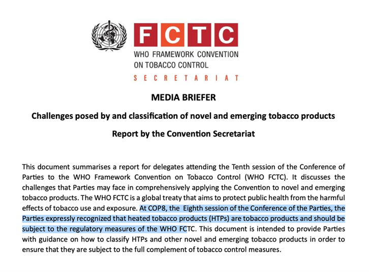 FCTC tái khẳng định TLNN là thuốc lá tại Hội nghị COP10 2024.