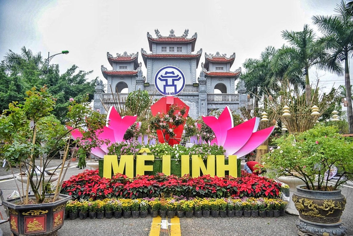 Từ ngày 9/12 đến ngày 11/12, tại huyện Mê Linh (Hà Nội) sẽ diễn ra Lễ hội hoa Mê Linh (Festival) năm 2022 với chủ đề “Mê Linh rực rỡ sắc hoa”. Festival hoa Mê Linh được dàn dựng trên quy mô 4.300 m2 với 10 cụm nghệ thuật sắp đặt, trang trí hơn 1.000 chậu hoa tại khu vực đường kéo quân cổng đền Hai Bà Trưng.