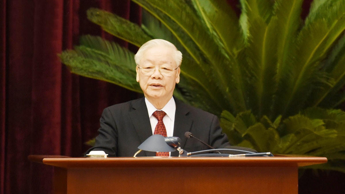 Tổng Bí thư Nguyễn Phú Trọng phát biểu tại Hội nghị. Ảnh: Kim Anh/VOV.