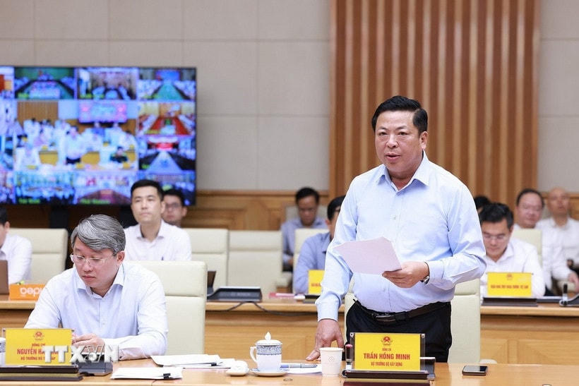 Bộ trưởng Bộ Xây dựng Trần Hồng Minh phát biểu. (Ảnh: Dương Giang/TTXVN)