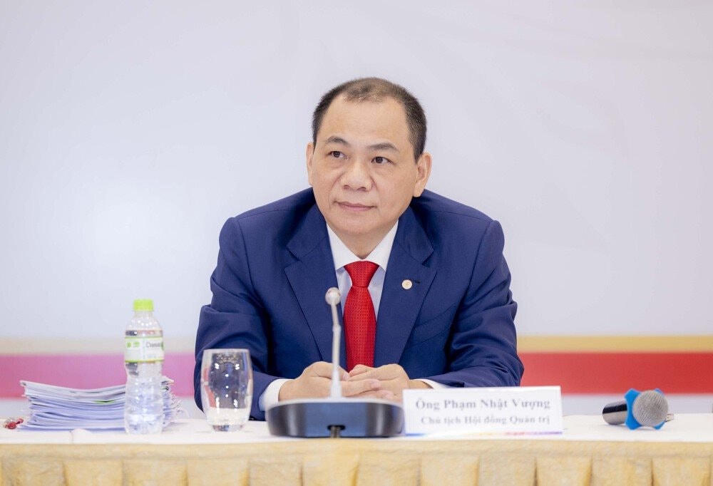 Ông Phạm Nhật Vượng - Chủ tịch Vingroup tại cuộc họp sáng nay. Ảnh: Vingroup.