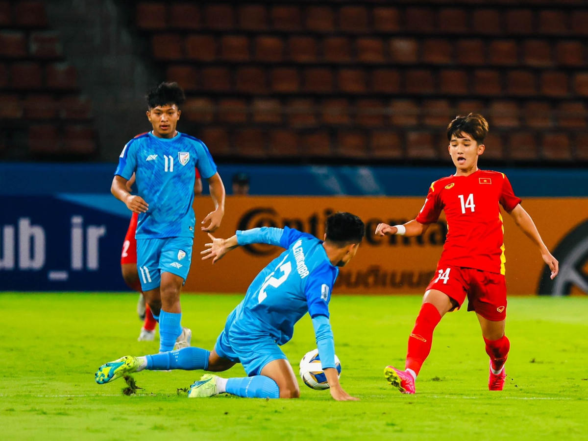 U17 Việt Nam hòa 1-1 với U17 Ấn Độ (Ảnh: VFF).