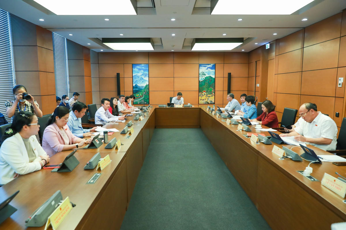Các đại biểu thảo luận ở tổ. Ảnh: Quang Vinh.