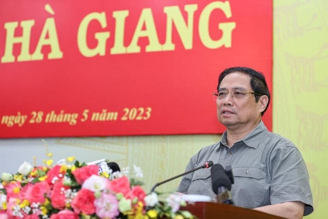 Thủ tướng Phạm Minh Chính phát biểu tại buổi làm việc. Ảnh: TTXVN.