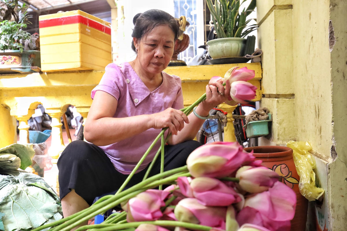 Theo bà Dần để làm được 1kg trà sen truyền thống sẽ phải trải qua nhiều công đoạn cầu kỳ. Giá trà sen bà Dần bán có giá từ 7-10 triệu đồng/kg, tuỳ vào khách đặt cũng như loại trà khác nhau.