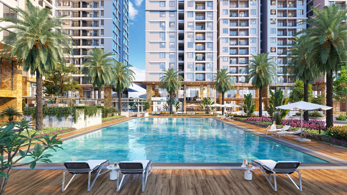 Hanoi Melody Residences là dự án hiếm hoi tại Linh Đàm có bể bơi nội khu.