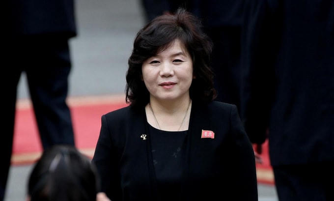 Bà Choe Son-hui trước lễ đón lãnh đạo Kim Jong-un tại Phủ Chủ tịch ở Hà Nội hồi tháng 2/2019. Ảnh: Reuters.