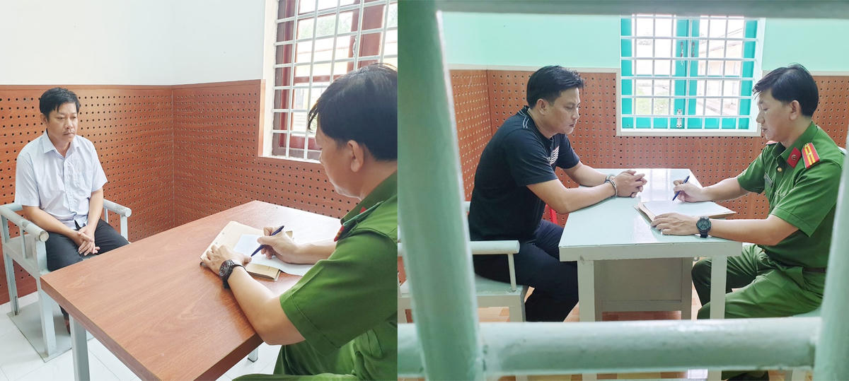 Ông Phong và ông Đức tại cơ quan công an.