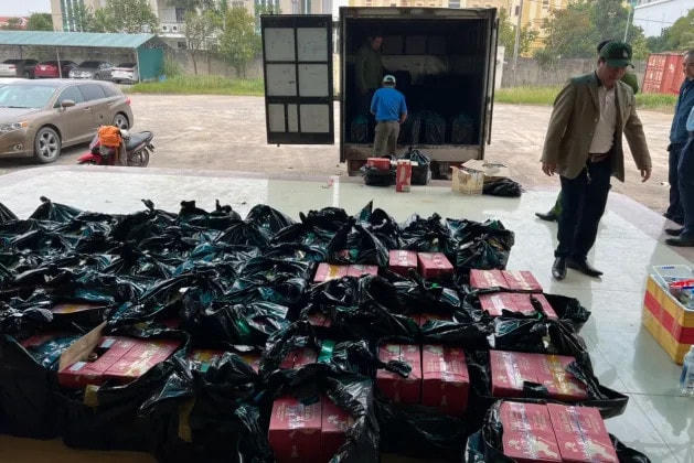 Số rượu ngoại không có hóa đơn, chứng từ xuất xứ về nguồn gốc được phát hiện khi vận chuyển đi tiêu thụ.