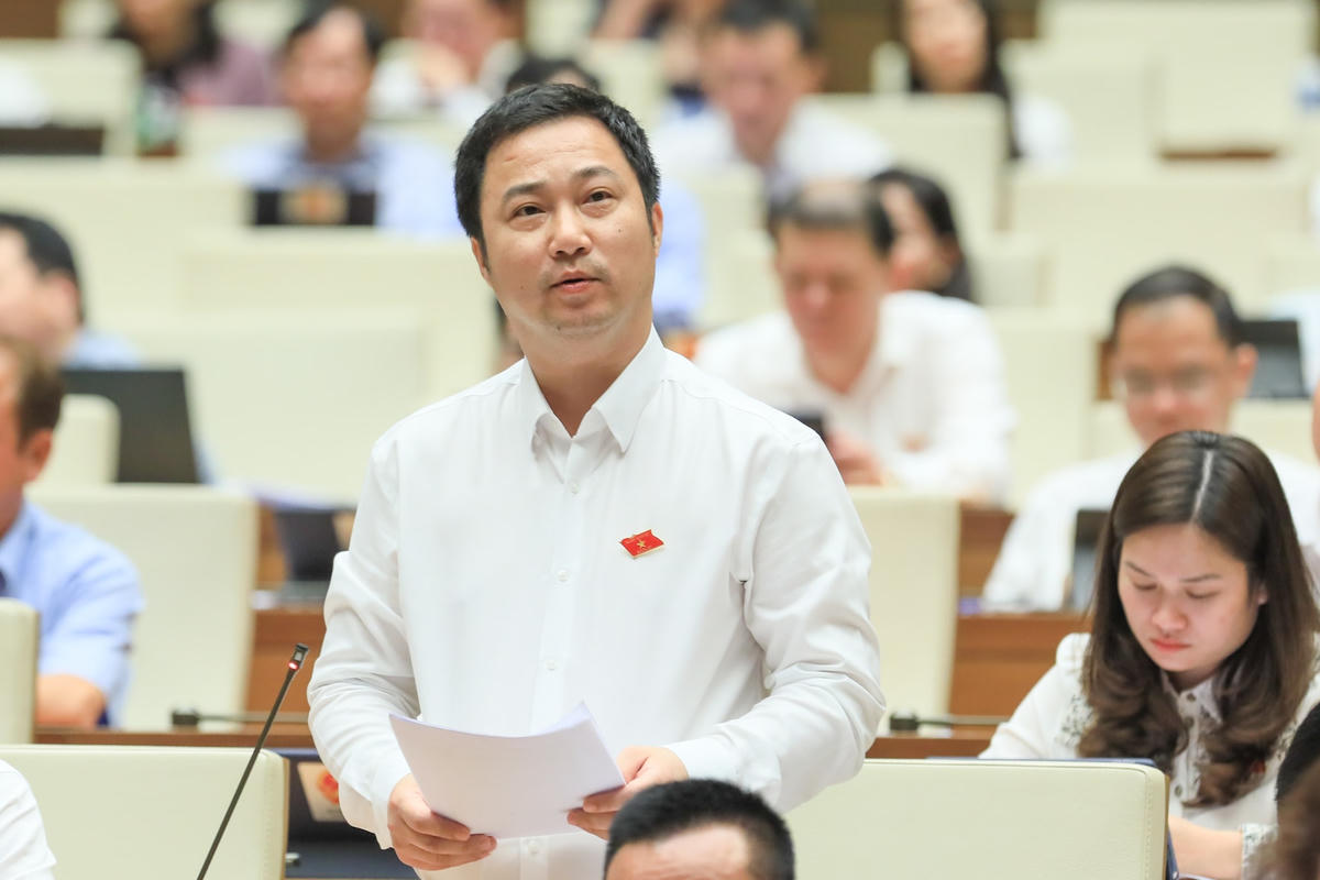 Đại biểu Cao Mạnh Linh (Đoàn Thanh Hóa) phát biểu tại buổi thảo luận ngày 13/6.  Ảnh: Quang Vinh