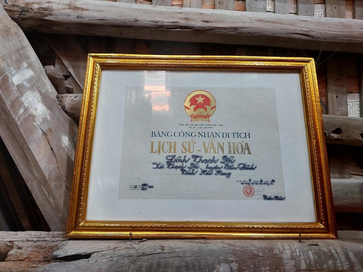 Đình Thạch Lỗi được xếp hạng di tích lịch sử văn hóa cấp quốc gia năm 1996.