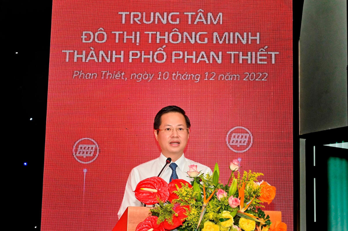 Ông Đoàn Anh Dũng, Chủ tịch UBND Bình Thuận, phát biểu tại buổi lễ.