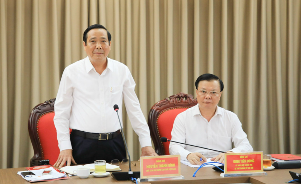 Chủ tịch Hội Người cao tuổi Việt Nam Nguyễn Thanh Bình phát biểu tại buổi làm việc. (Nguồn: hanoimoi.com.vn).
