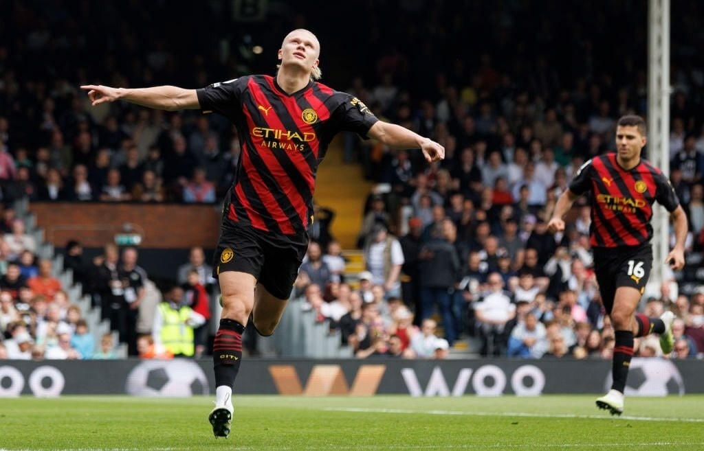 Haaland sau một pha ghi bàn thắng cho Man City (Ảnh: GI).