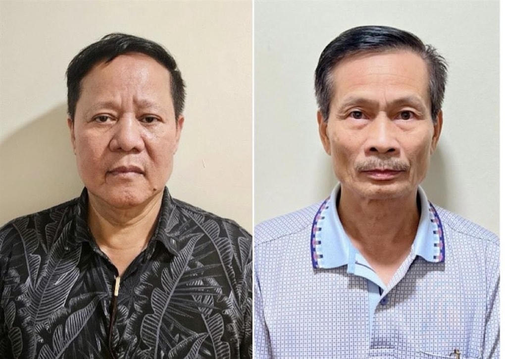 Đoàn Văn Huấn, Chủ tịch Hội đồng Quản trị, kiêm Tổng Giám đốc và Nguyễn Văn Chính, Phó Tổng Giám đốc, kiêm Kế toán trưởng Công ty cổ phần Tập đoàn Thái Dương đã chỉ đạo, tổ chức khai thác, tiêu thụ trái phép 11.233.102 kg quặng đất hiếm có trị giá khoảng 440 tỷ đồng và 152.856.646 kg quặng sắt có trị giá khoảng 192 tỷ đồng, hưởng lợi bất chính tổng số tiền khoảng 632 tỷ đồng. Ảnh: Bộ Công an